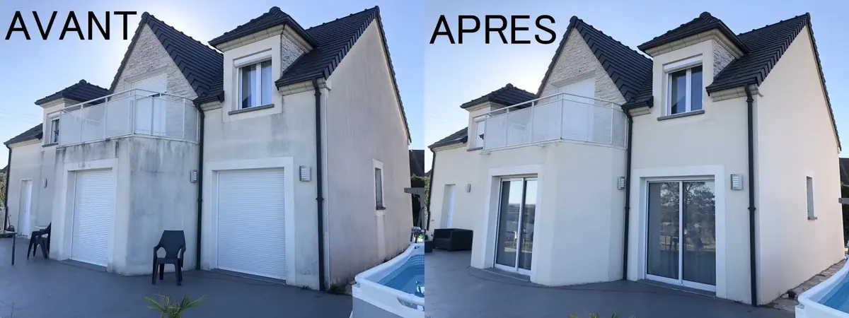 Avant et après la peinture d’une maison réalisée par Artisan Luc